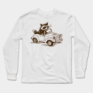 Raccoon Riding A Car Long Sleeve T-Shirt